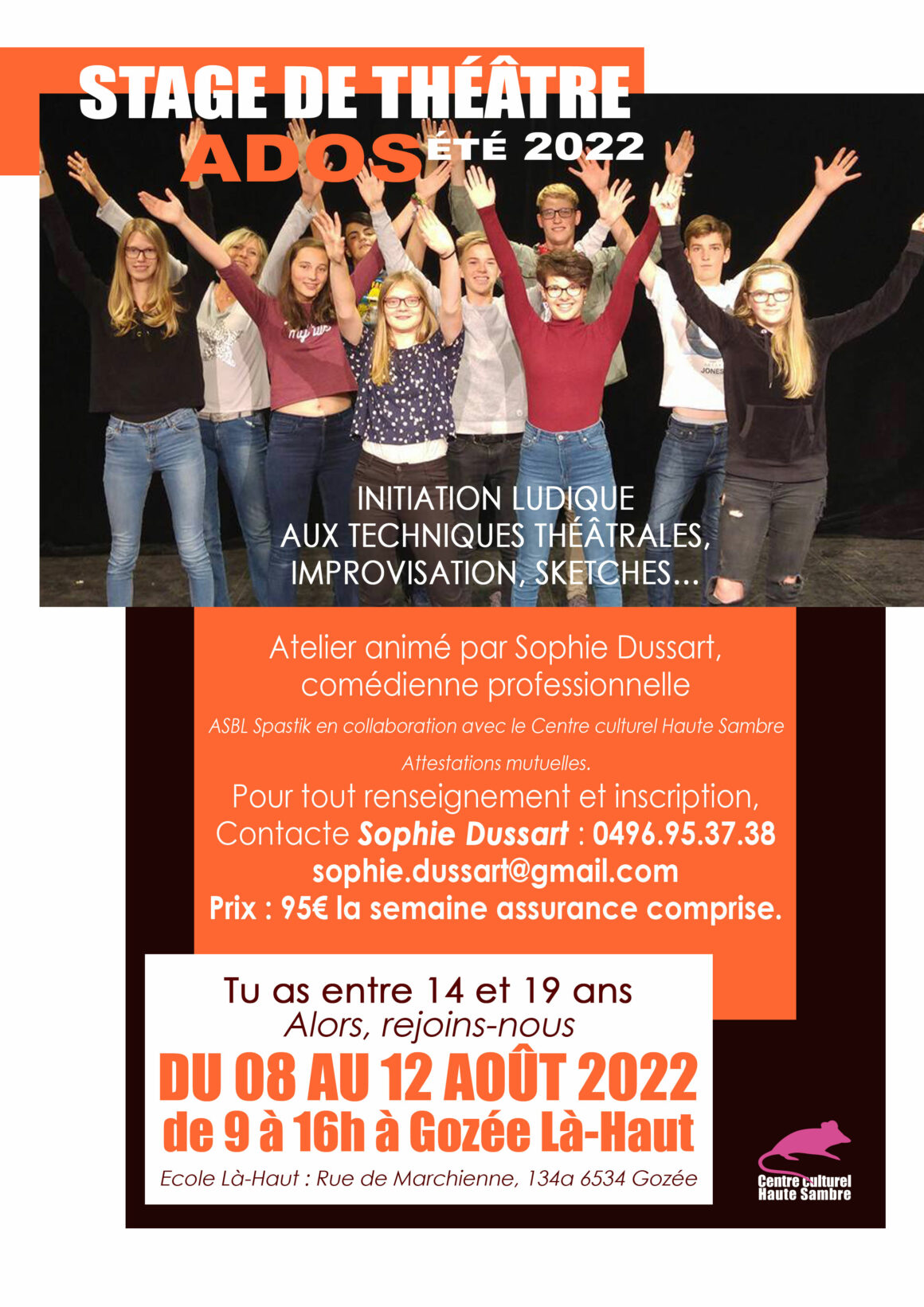 Stage de théâtre pour Ados de 14 à 19 ans à Gozée