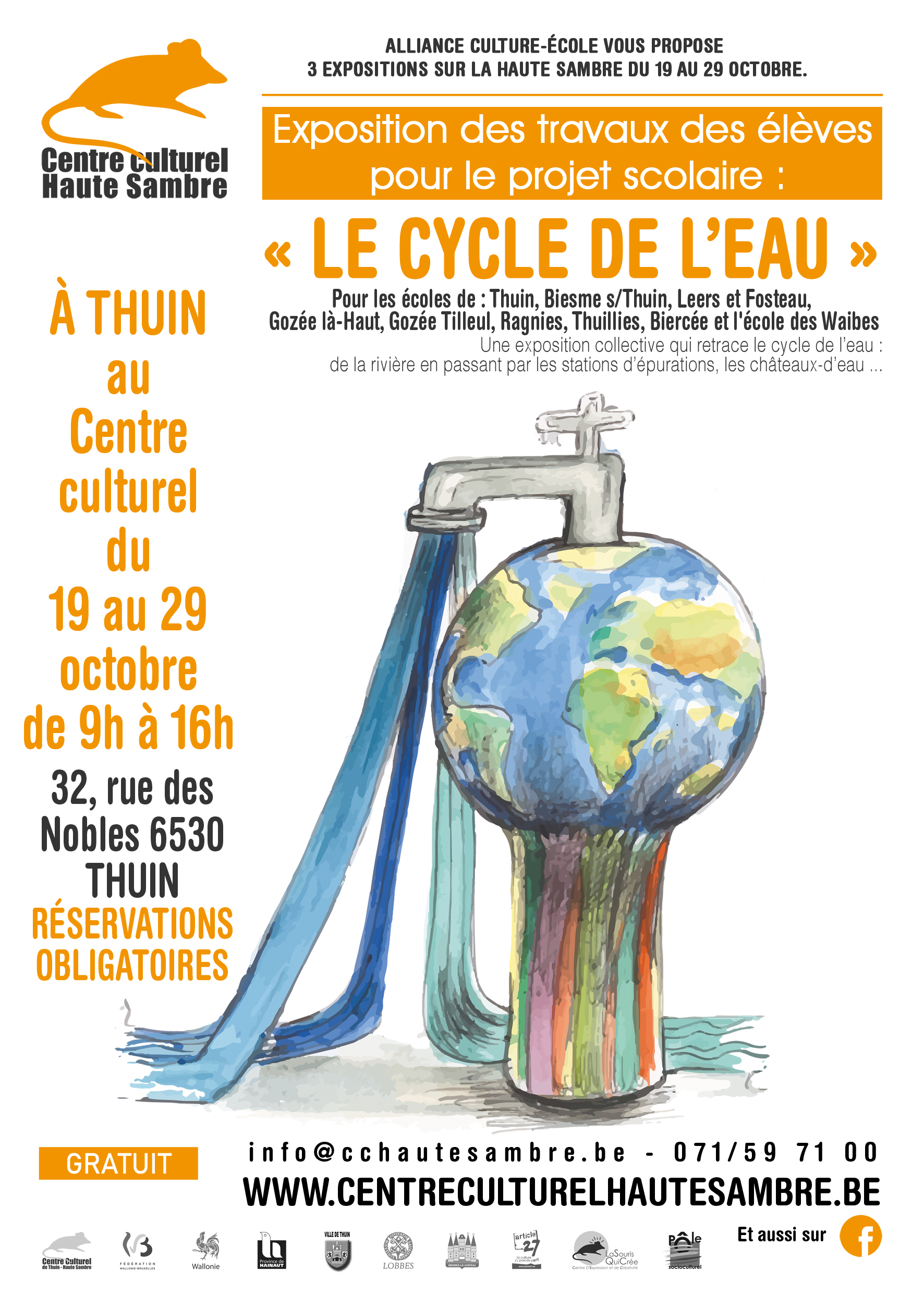 exposition des travaux des élèves de 3ème, 4ème et 5ème primaire pour le projet scolaire « le cycle de l’eau » à Thuin