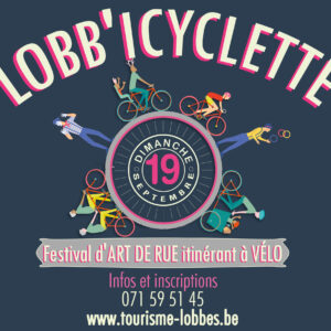 Lobb'icyclette est un fesvital d'art de rue itinérant à vélo. Késako? Seul, en famille ou avec votre bulle, enfourchez votre vélo pour une folle aventure de 13km dans les campagnes de Lobbes ! Lors des haltes, nous vous proposons de vous détendre et de profiter de spectacles d'art de rues soigneusement sélectionnés. Acrobaties, sensations, fous rire... garantis. Le parcours est accessible aux enfants mais il est quelque peu vallonné donc prenez vos dispositions. Vous n'avez pas la possibilité de venir en vélo? Pas grave, nous proposons également un parcours pédestre de 9,5km. 2 départs vous seront proposés, le premier en fin de matinée et le second en début d'après-midi. Les places seront mise en vente le samedi 7 août prochain via notre site internet et notre page facebook. Ce projet est organisé avec le soutien du Commissariat Général au Tourisme et avec la collaboration du Centre Culturel Haute Sambre