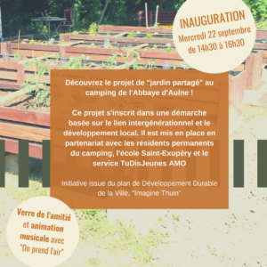 Invitation à l’inauguration du projet « Imagine Thuin » au camping de l’Abbaye d’Aulne.