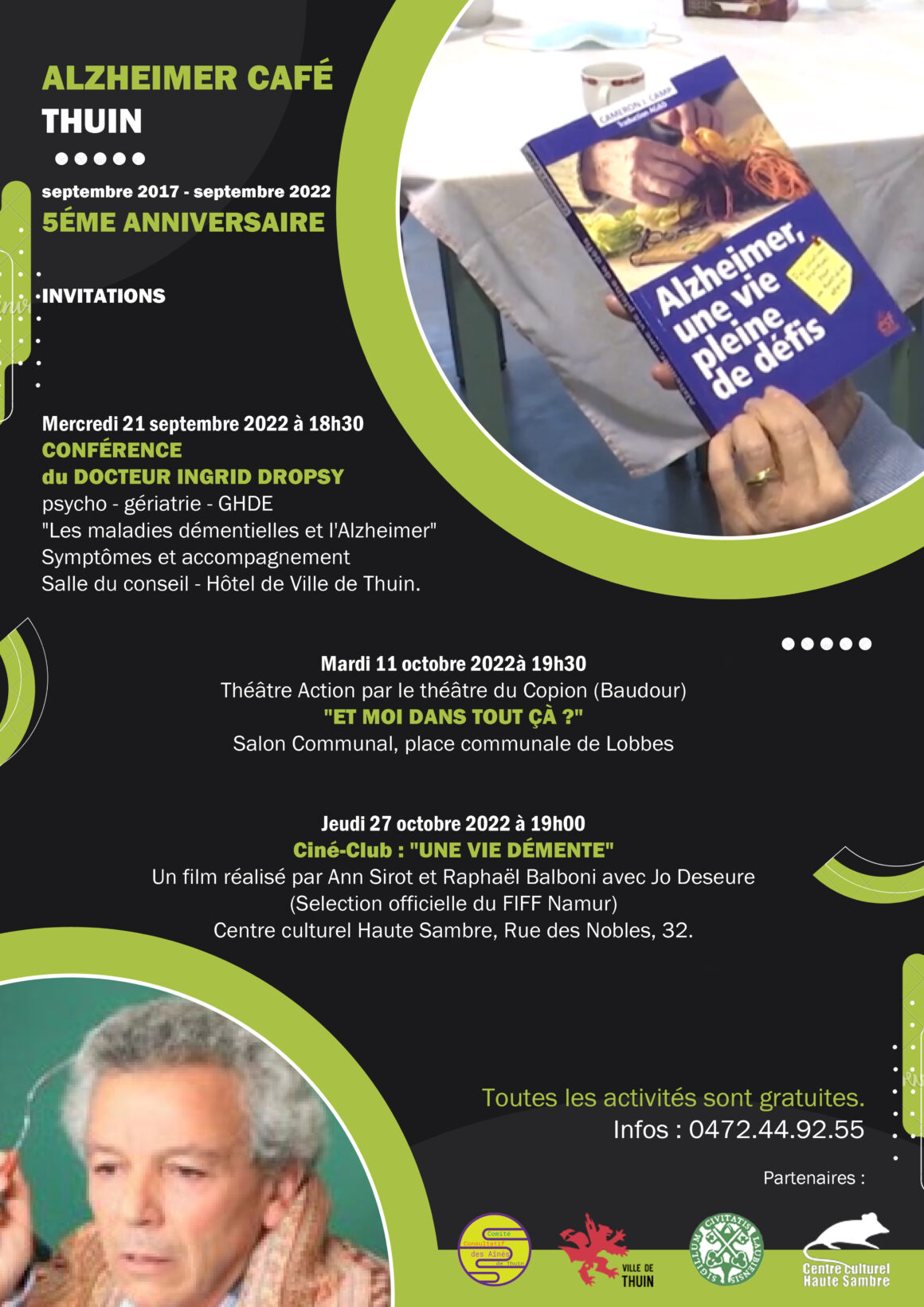 Alzheimer Café – Thuin : 5éme anniversaire – septembre 2017- septembre 2022