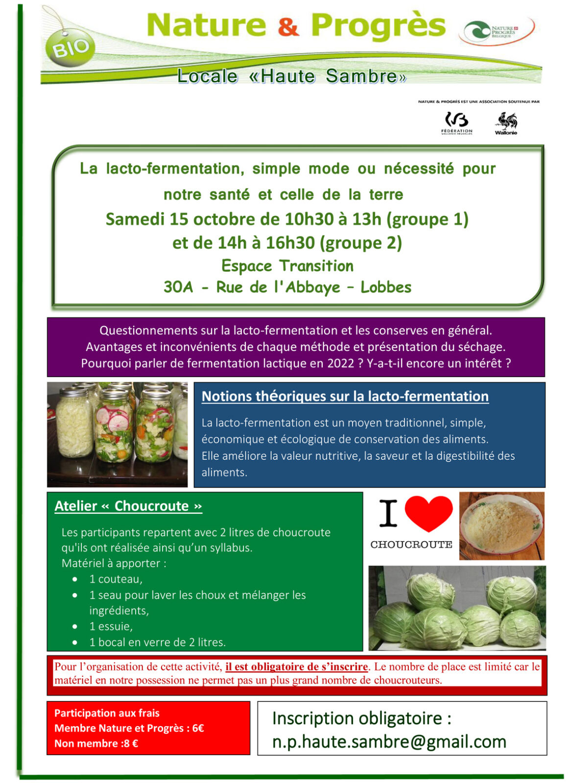 Atelier sur les conserves en général et la lacto-fermentation