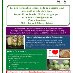 Atelier sur les conserves en général et la lacto-fermentation