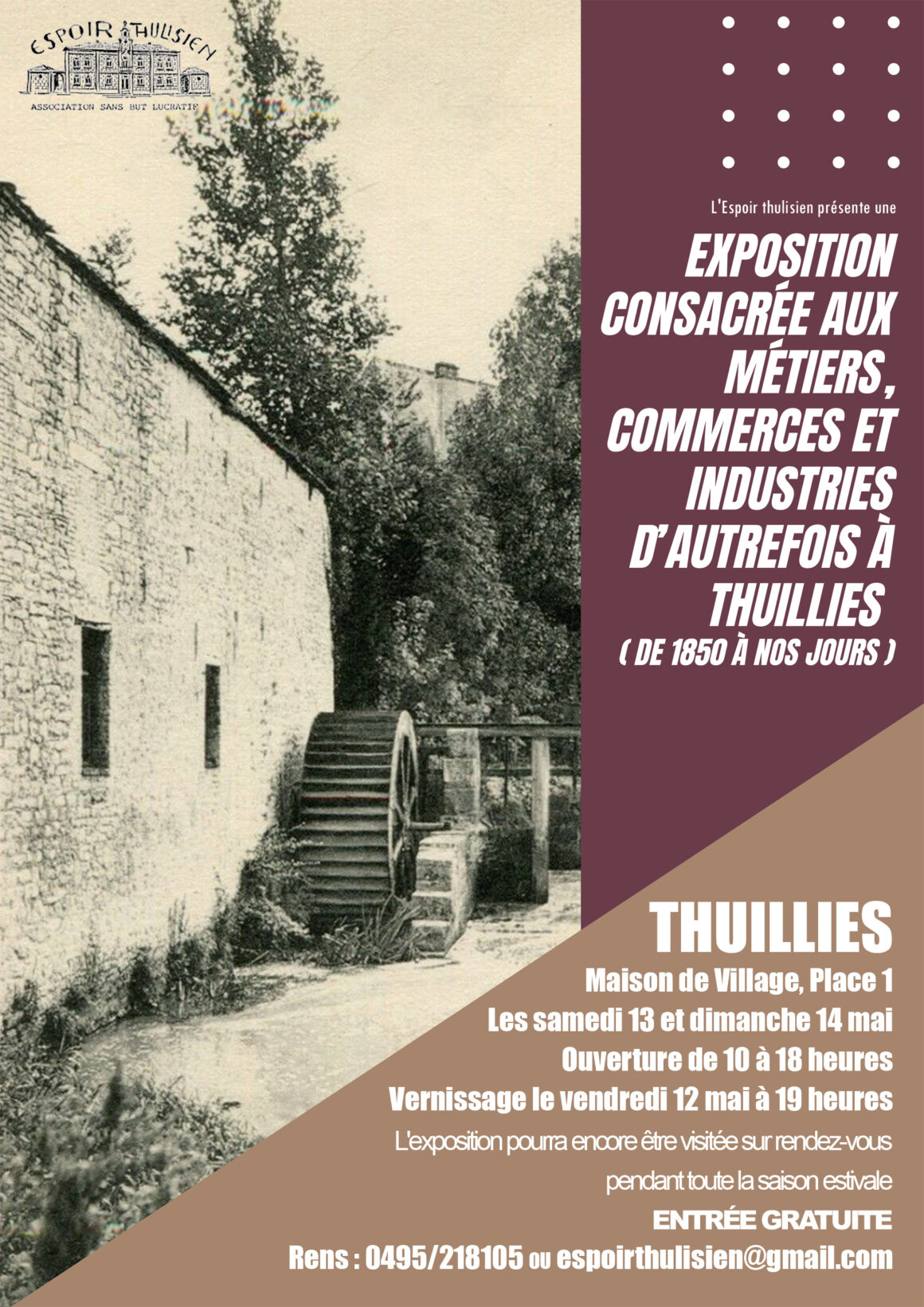 l’ASBL Espoir thulisien : Exposition – métiers, commerces et industries d’autrefois à Thuillies