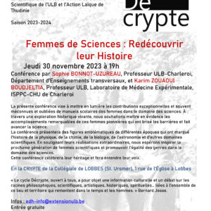 Cycle de conférence-débats : Femmes de Sciences : Redécouvrir leur Histoire