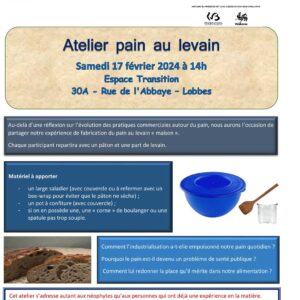 Atelier « pain au levain avec partage d’expériences ».