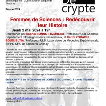 Cycle de conférence-débats – Femmes de Sciences : Redécouvrir leur Histoire